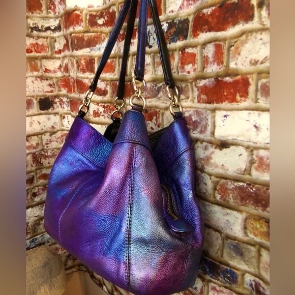 Coach Madison Metallic Multi Color Leather Satchel Shoulder Bag 13. X 6. X 11 - Picture 12 of 15